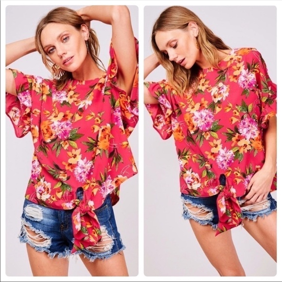 *Fuchsia tie front top - Picture 5 of 6